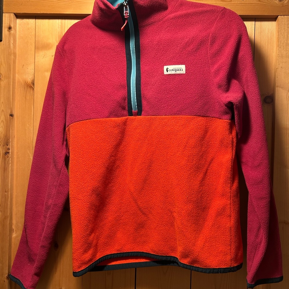 Cotopaxi Red and Orange Fleece Pullover Jacket